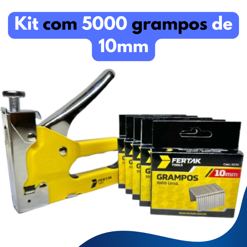 Kit Grampeador Tapeceiro 3 em 1 4-14 Mm + 5000 Grampos 10mm
