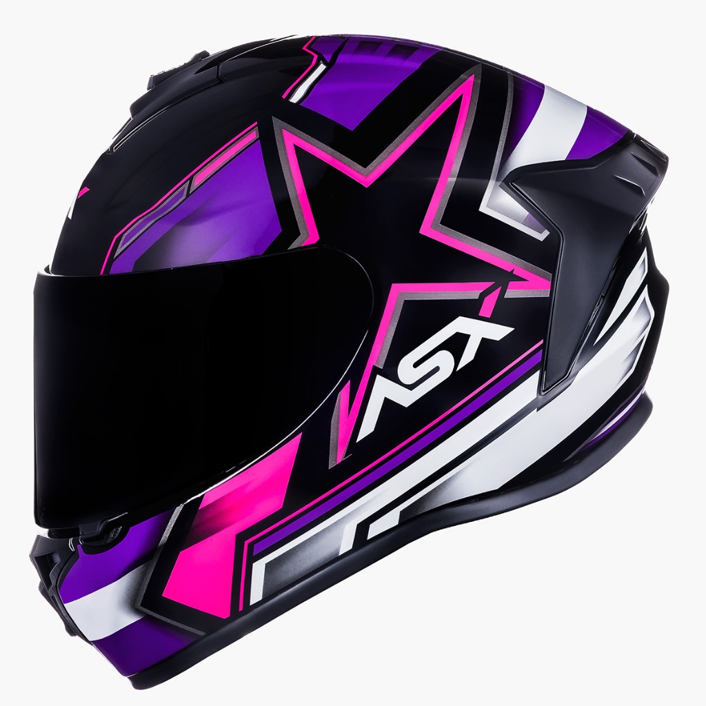 Capacete Feminino ASX Draken Pilot Lilás e Rosa Brilhante