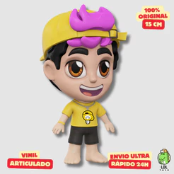 Boneco Vinil Leozin dos Rosas Gamer Articulado Youtuber 15cm Algazarra