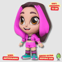 Boneco Vinil Emilly Vick Dos Rosa Gamer Articulado Youtuber 15cm Algazarra