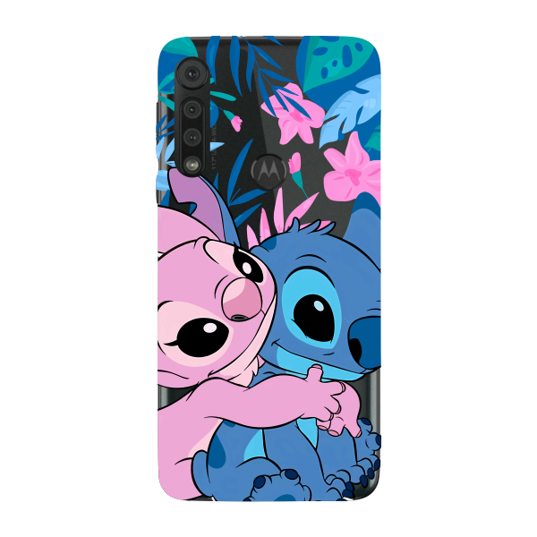 Capinha para Moto One Macro Anti Impacto Personalizada - Stiti Stich e Angel Abraço com fundo transparente em Oferta na Shopee