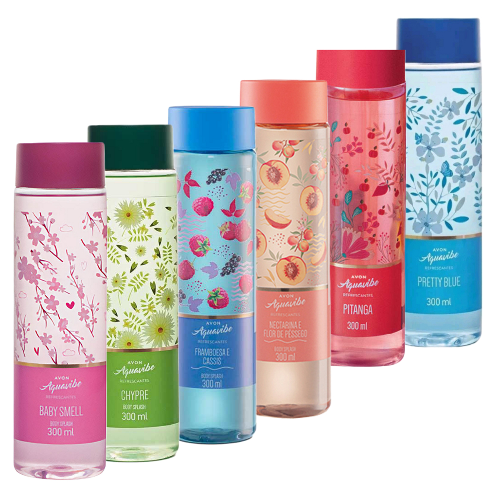 Body Splash Avon Aquavibe Refrescantes 300ml | Baby Smell | Ameixa | Romã