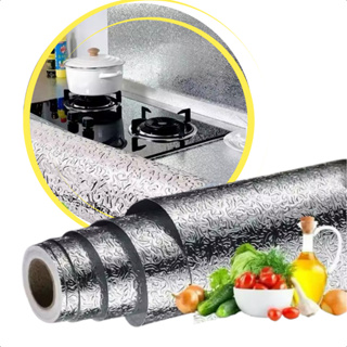Papel Adesivo Lavável Forro  Fogão Cozinha Armário Gavetas Alumínio PRATA Impermeável Protetor Fog em Oferta na Shopee