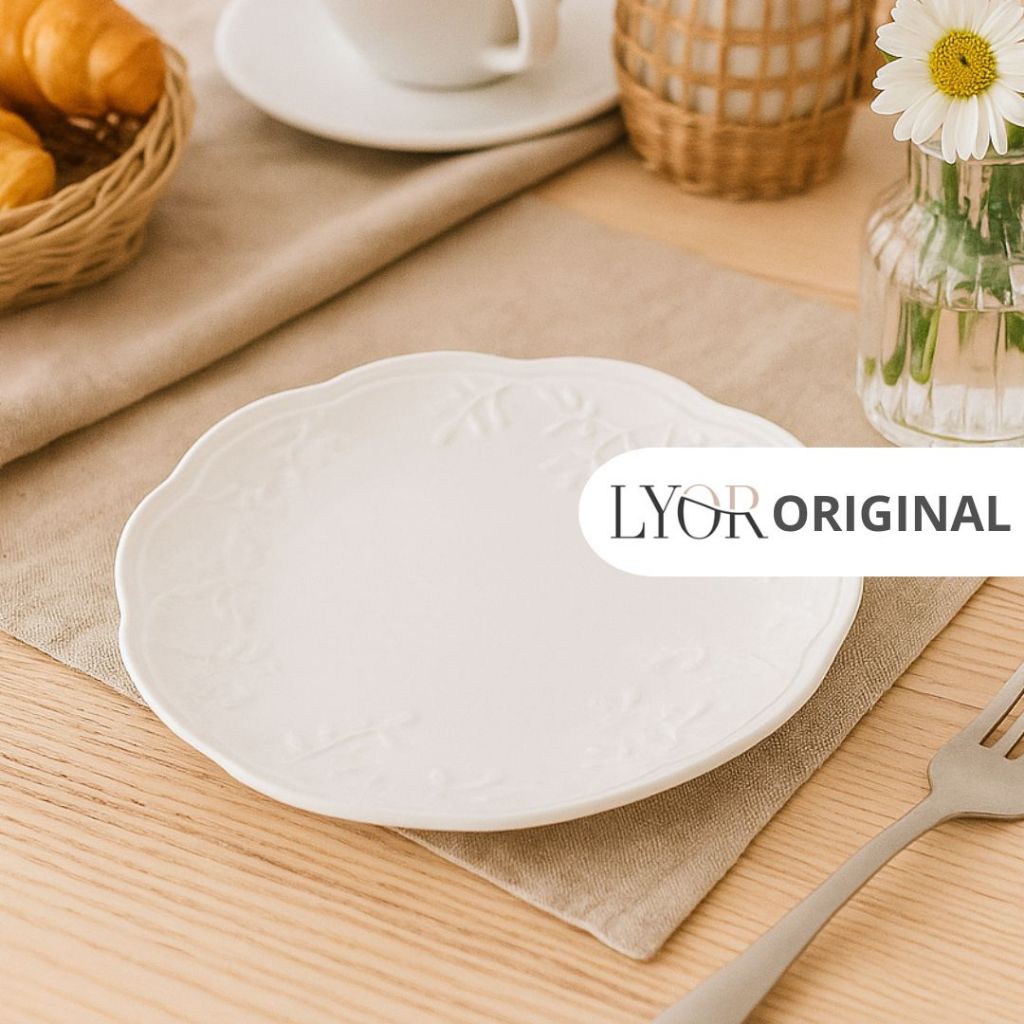 Prato P/ Sobremesa em Porcelana Butterfly Flower 19x19x2cm - Lyor