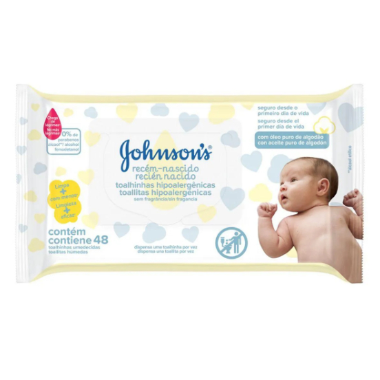 Lenços Umedecidos Johnson's Baby Recém-Nascido com 48 unidades em Oferta na Shopee