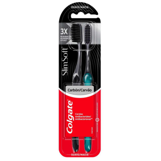 Escova de Dente Colgate Slim Soft Black Macia com 2 unidades em Oferta na Shopee
