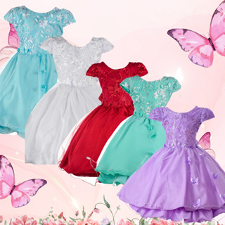 Vestido Infantil Festa Jardim Borboletas Curto em Oferta na Shopee