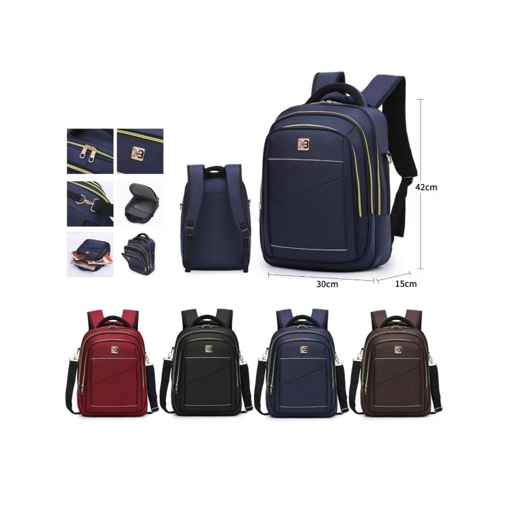 Mochila Notebook Faculdade Zíper Dourado Feminina Masculina Bolsa Prova D'água C/ Alça Laptop XIAOBANG X-6005
