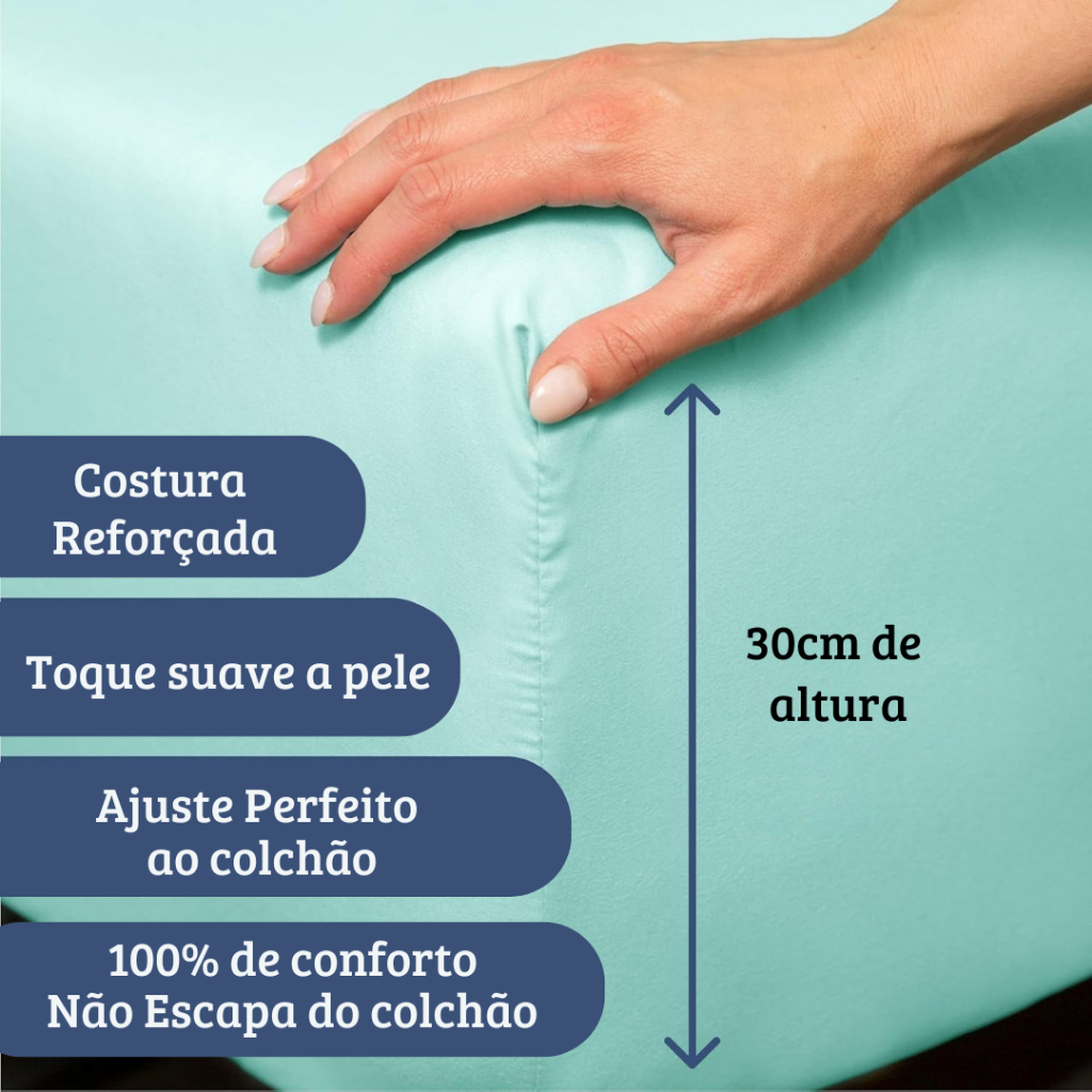 Kit 3 lençol Super King avulso Com elástico 1.93m X 2.03m X 30cm altura Super Macio
