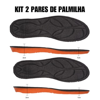Kit com 2 pares de Palmilha em Gel Ortopédica macia e confortável. Bota Coturno. Numeração 33 ao 46. em Oferta na Shopee