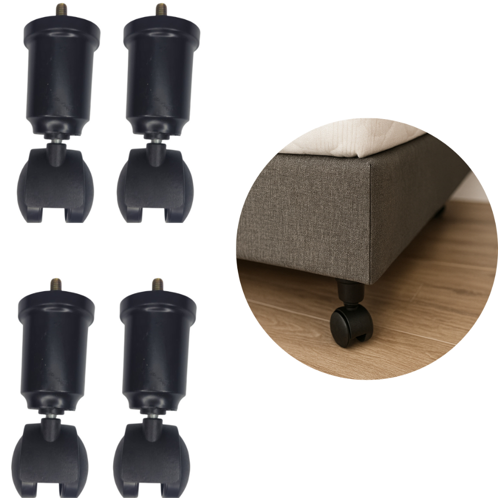 Kit de 4 Pés Com Rodinha Para Cama Box,Báu,Cama King,Cama Solteiro, De 12Cm