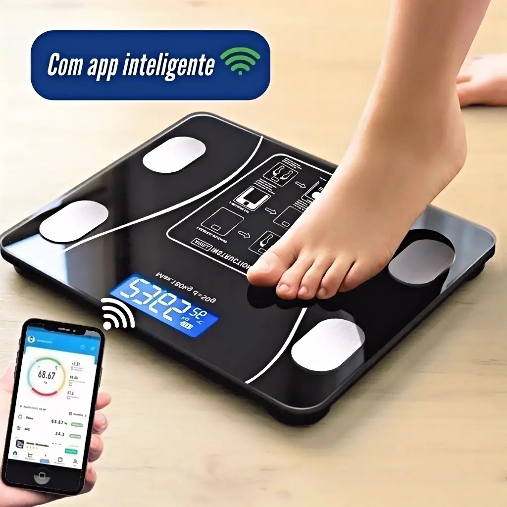 Balança Inteligente com Bioimpedância, App Integrado e Capacidade de até 180kg