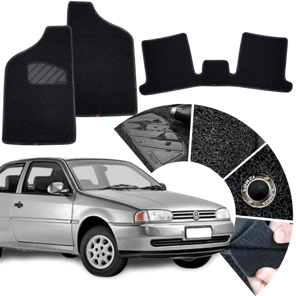 Tapete Automotivo para Gol G2 a G5 CL GL GTI Capacho Grosso cor preta Impermeável traseiro inteiriço