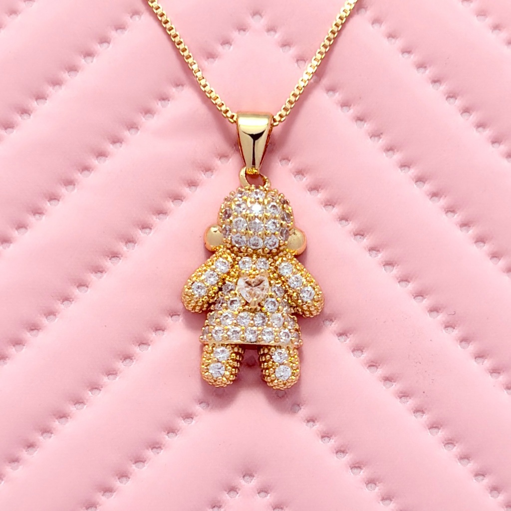 Colar com pingente feminino da moda para meninos e meninas com zircônia colorida em forma de coração — imagem 2 de 2