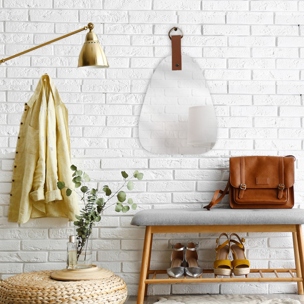 Espelho Orgânico  de Parede 24x30cm Triângulo Lapidado Ideal para Lavabo, Sala e Quarto em Oferta na Shopee