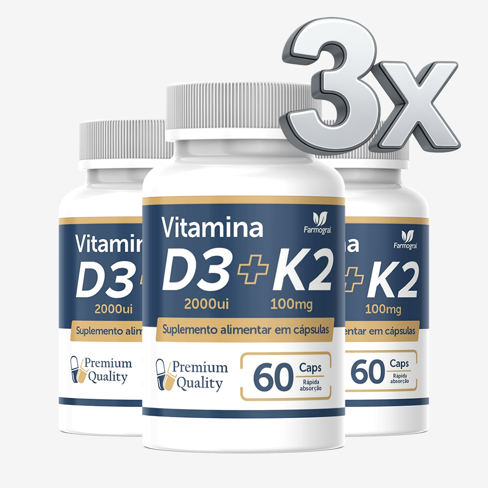 Kit 3 Vitamina D3 + Vitamina K2 MK7 - 180 Caps - Premium - Envio Imediato em Oferta na Shopee
