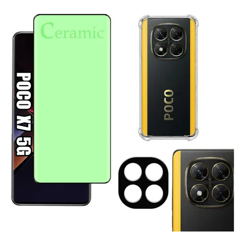 Kit Pelicula Cerâmica Xiaomi Poco X7 5G +  Pelicula Camera 3D + Capa Anti Shock Capinha em Oferta na Shopee