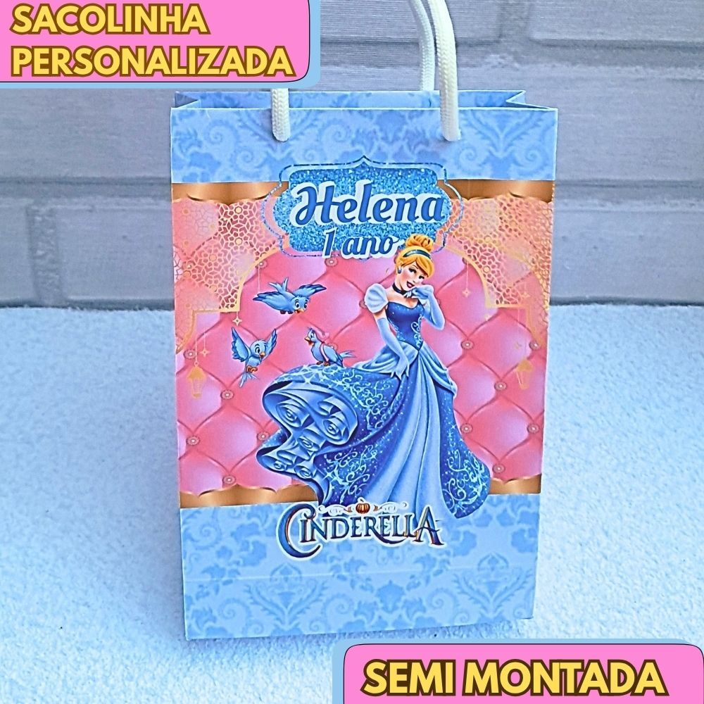 20 Sacolinha Personalizada CINDERELA - JÁ VAI MONTADA lembrancinha aniversário