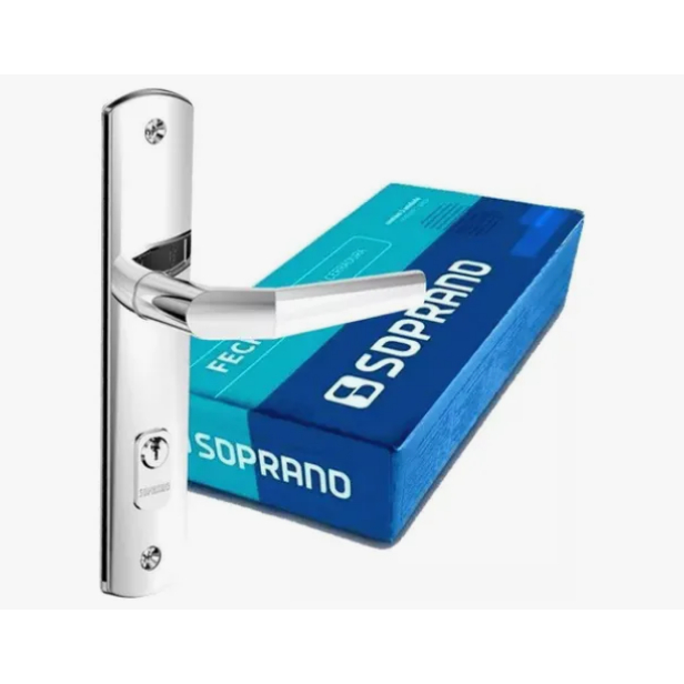 Fechadura Externa Cromada Popline Reta SOPRANO