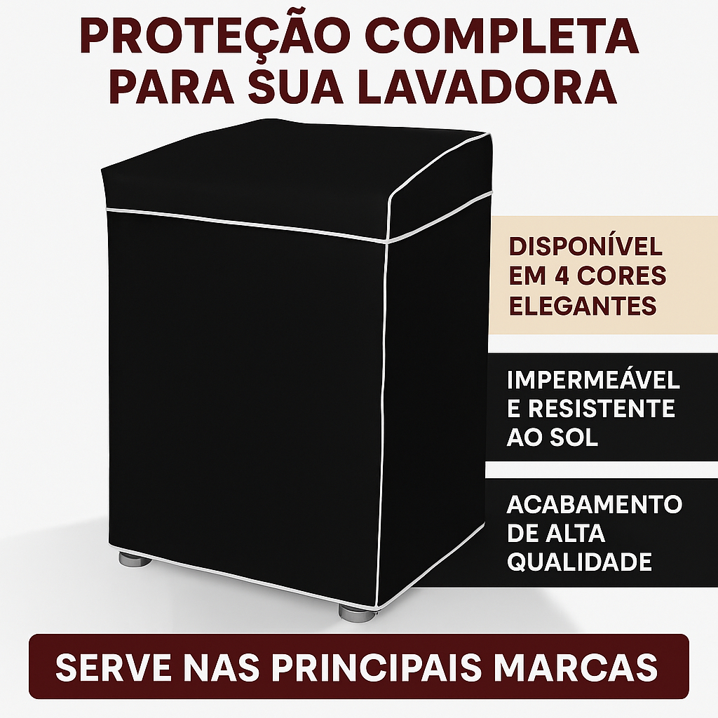 Capa para Maquina de Lavar Impermeável com Ziper todos os Tamanhos e Marcas e Forro Flanelado