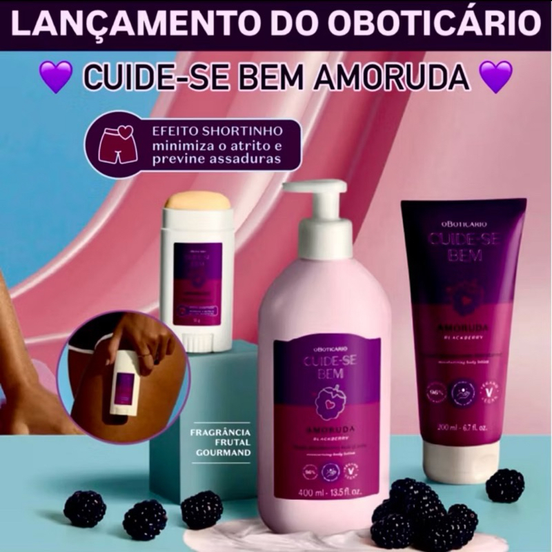 Cuide-Se Bem Amoruda OBoricario(hidratante, body splash ,Sabonete ,Amora balm Labial,hidrante 200ml)