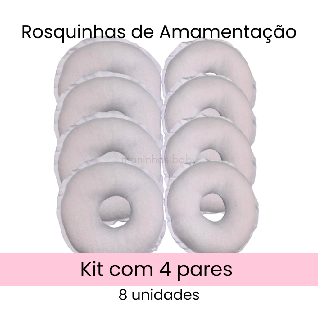 Rosquinhas para Amamentação Lavável Macia Kit 4 pares 8 unidades