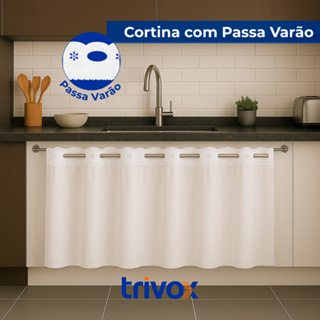 Cortina de Pia com Passa Varão PVC Impermeável Anti-mofo 0,80 x 1,40 metros em Oferta na Shopee