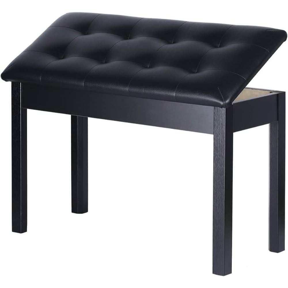 Banco Para Piano Sonata Doubleblack Madeira E Couro B-111t