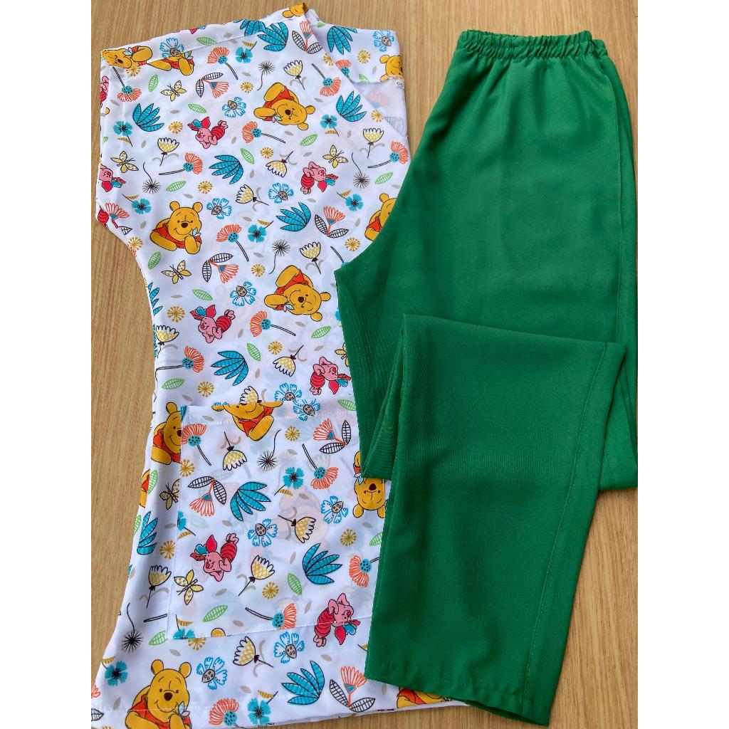 Conjunto de Pijama cirúrgico Scrub Feminino em Oferta na Shopee