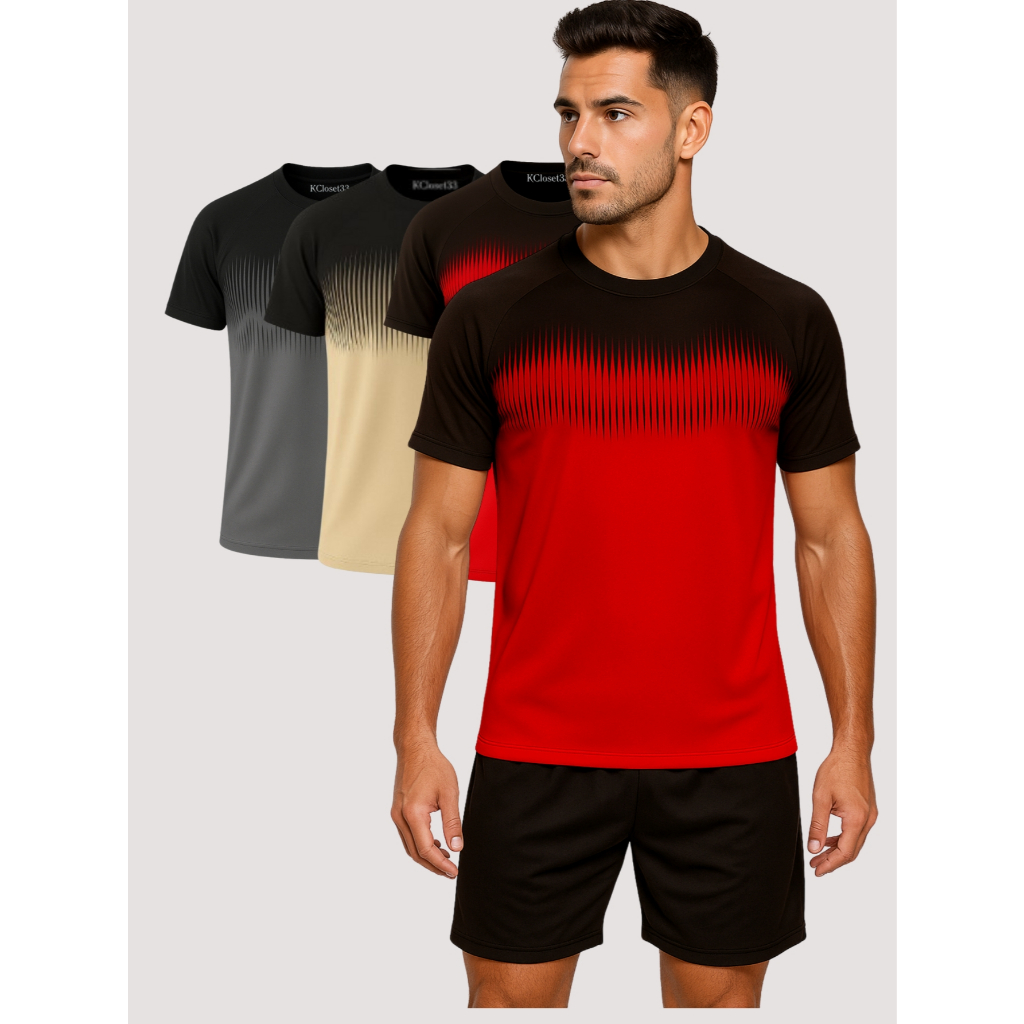 KIT 3 Camisa Masculina DryFit Colorida Sublimada Poliéster Roupa de Academia