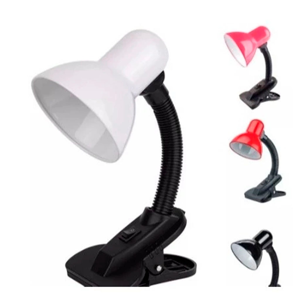 Luminária Abajur De Mesa Com Garra Presilha Bivolt Leitura Estante Quarto Escritório Maquiagem Manicure