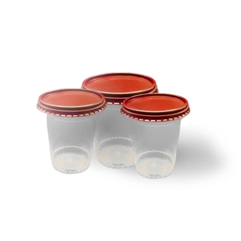 Potes Com Tampas Vermelhas PCT 25 UN (200 ml) em Oferta na Shopee