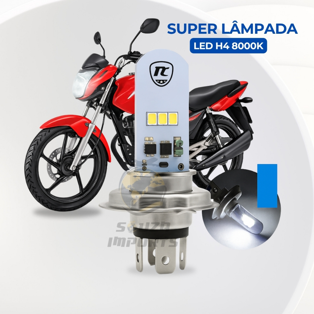 Super Lâmpada Led H4 8000k EFEITO XENON PREMIUM Envio Imediato em Oferta na Shopee