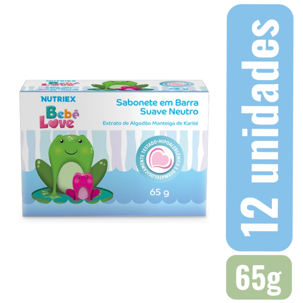 Kit 12 Sabonete Em Barra Infantil Bebê Love Suave 65g