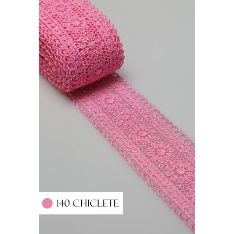 Renda Guipir CHL-419 Entremeio 4.0 Cm - Rolo C/13.7 Metros Cor:Rosa-Chiclete
