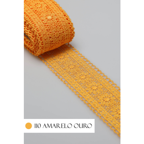 Renda Guipir CHL-419 Entremeio 4.0 Cm - Rolo C/13.7 Metros Cor:Amarelo-Ouro