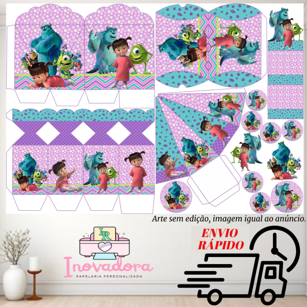 Kit com 75/150 itens lembrancinhas TEMA MONSTROS S.A (COM/SEM NOME) - Envio Rápido em Oferta na Shopee