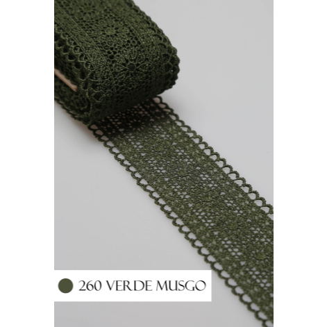 Renda Guipir CHL-419 Entremeio 4.0 Cm - Rolo C/13.7 Metros Cor:Verde-Musgo