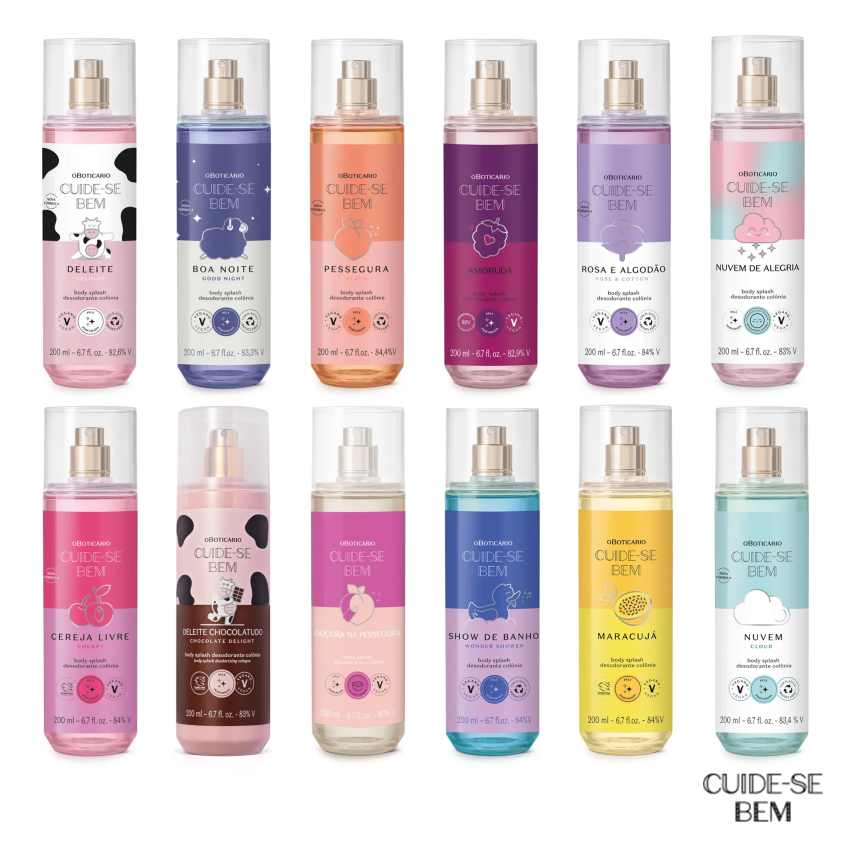 Body Splash Colônia Cuide-se Bem 200ml (Boticário): Nuvem, Boa noite, DeLeite, Show de Ban...