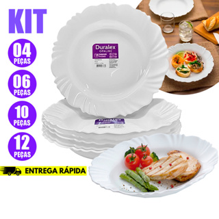 Kit 12/04 Pratos Vidro Fundo Duralex Pétala Opaline Redondo Brilhante Jantar e Almoço Buffet em Oferta na Shopee