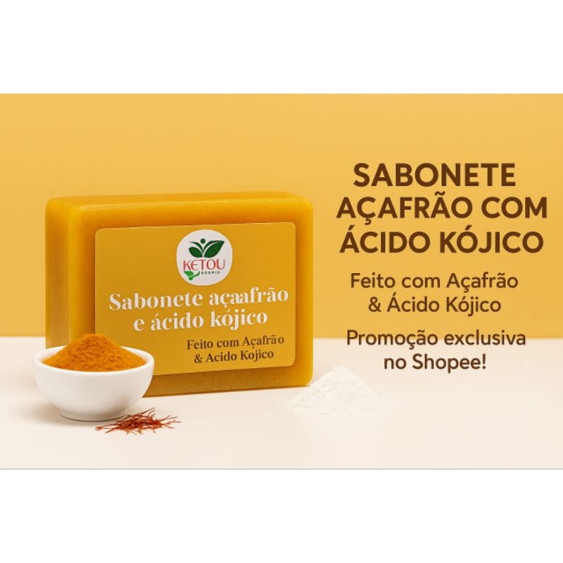 Sabonete Natural Açafrão e Ácido Kójico | Clareador, Antiacne, Pele Saudável