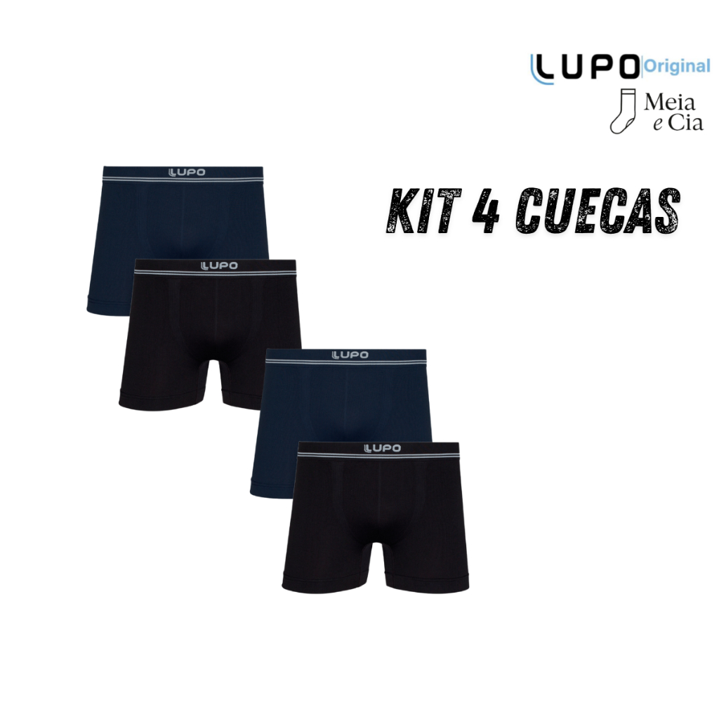 Kit 4 Cuecas Boxer Lupo Masculino Microfibra Sem Costura Original