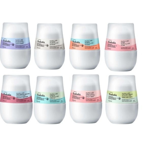 Desodorante AntitranspiranteTododia Natura - 70ml: Algodão, Macadâmia, Aclarar, Flor de Lis, Erva Doce, Amora..
