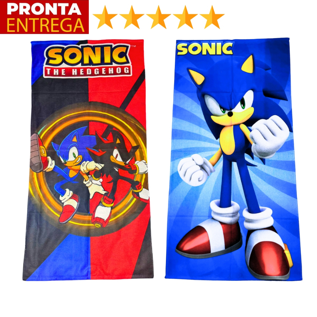 Toalha Infantil Banho Praia Algodão Grande Personagem Sonic