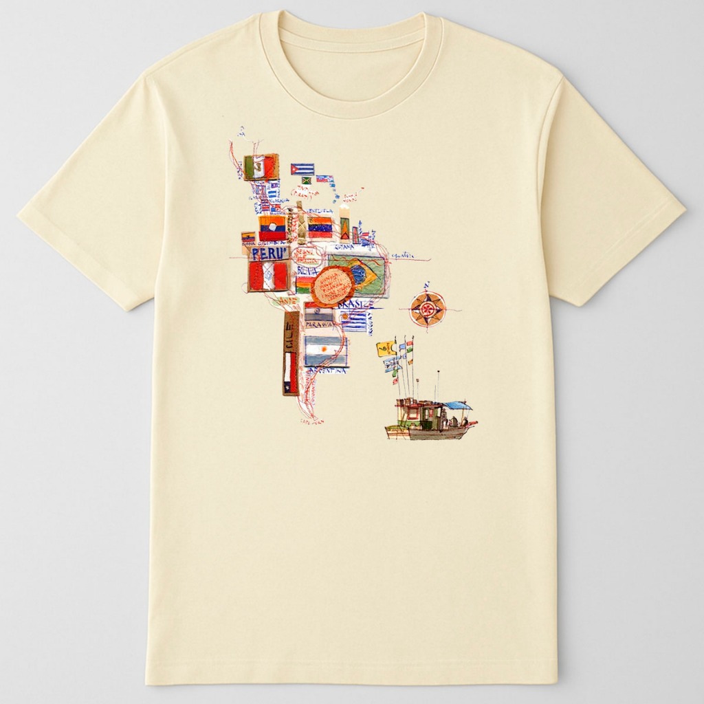 Camisa Camiseta Masculina Feminina Estampada Retrô Mapa América Do Sul Colorida Verão em Oferta na Shopee