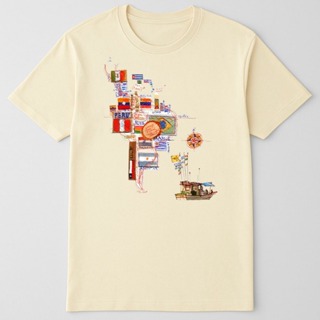 Camisa Camiseta Masculina Feminina Estampada Retrô Mapa América Do Sul Colorida Verão em Oferta na Shopee