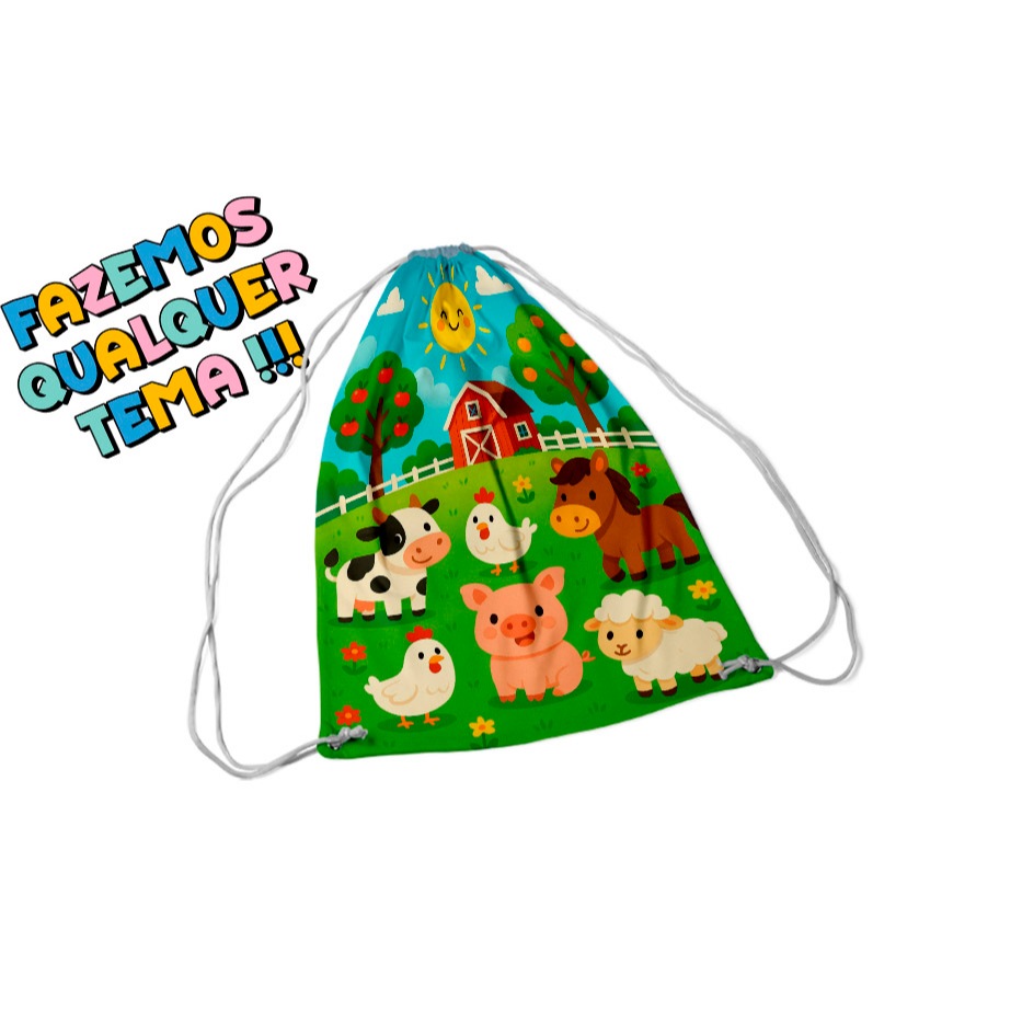 Mochilinha Personalizada Lembrancinha FAZENDINHA #2 Kit com 10 Unidades todos os temas