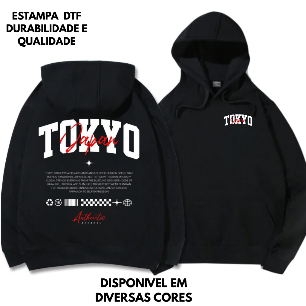 Blusa TOKYO Japan unissex Night Estilo Oriental Anime Cultura Japonesa Confortável Lançamento