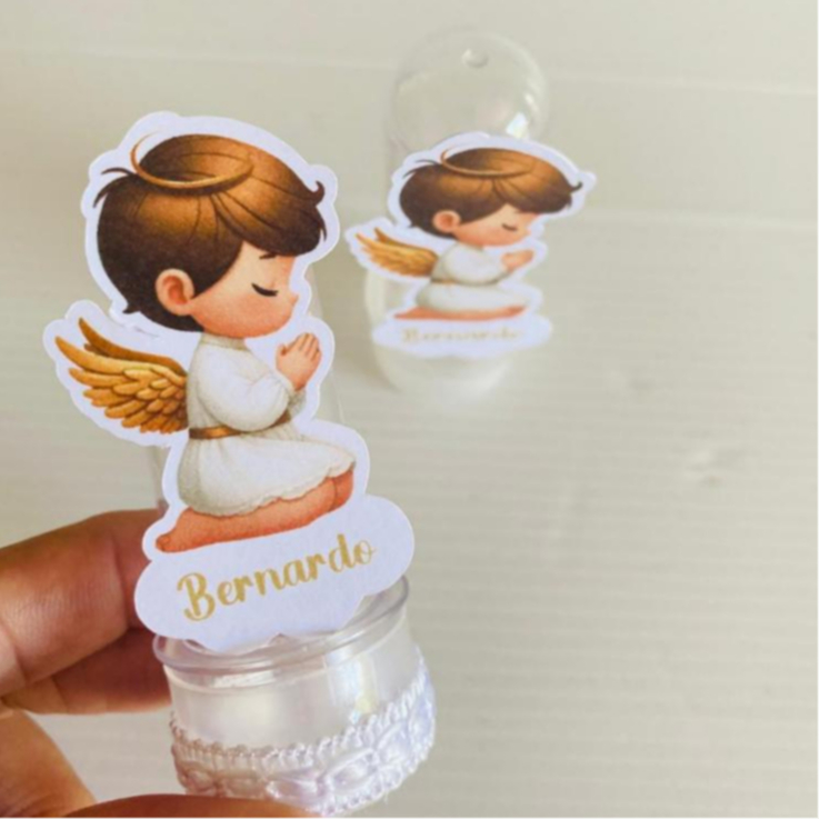 KIT 10/15/20/25 TUBETE 3D PERSONALIZADO BATIZADO DOURADO/lembrancinha batizado/menino menina