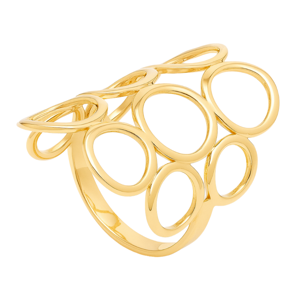 Anel de círculos compatível Romanel vazados banhado a ouro 18K em Oferta na Shopee